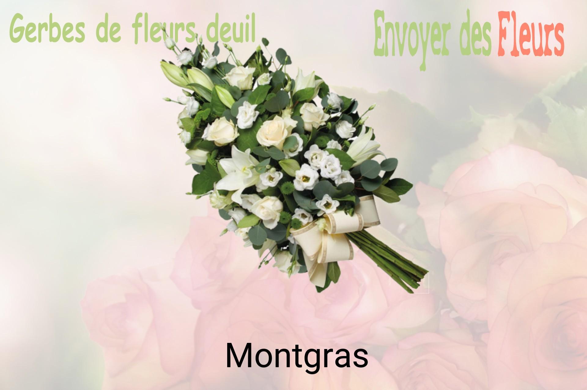 Gerbe de fleurs de deuil livrée à Montgras